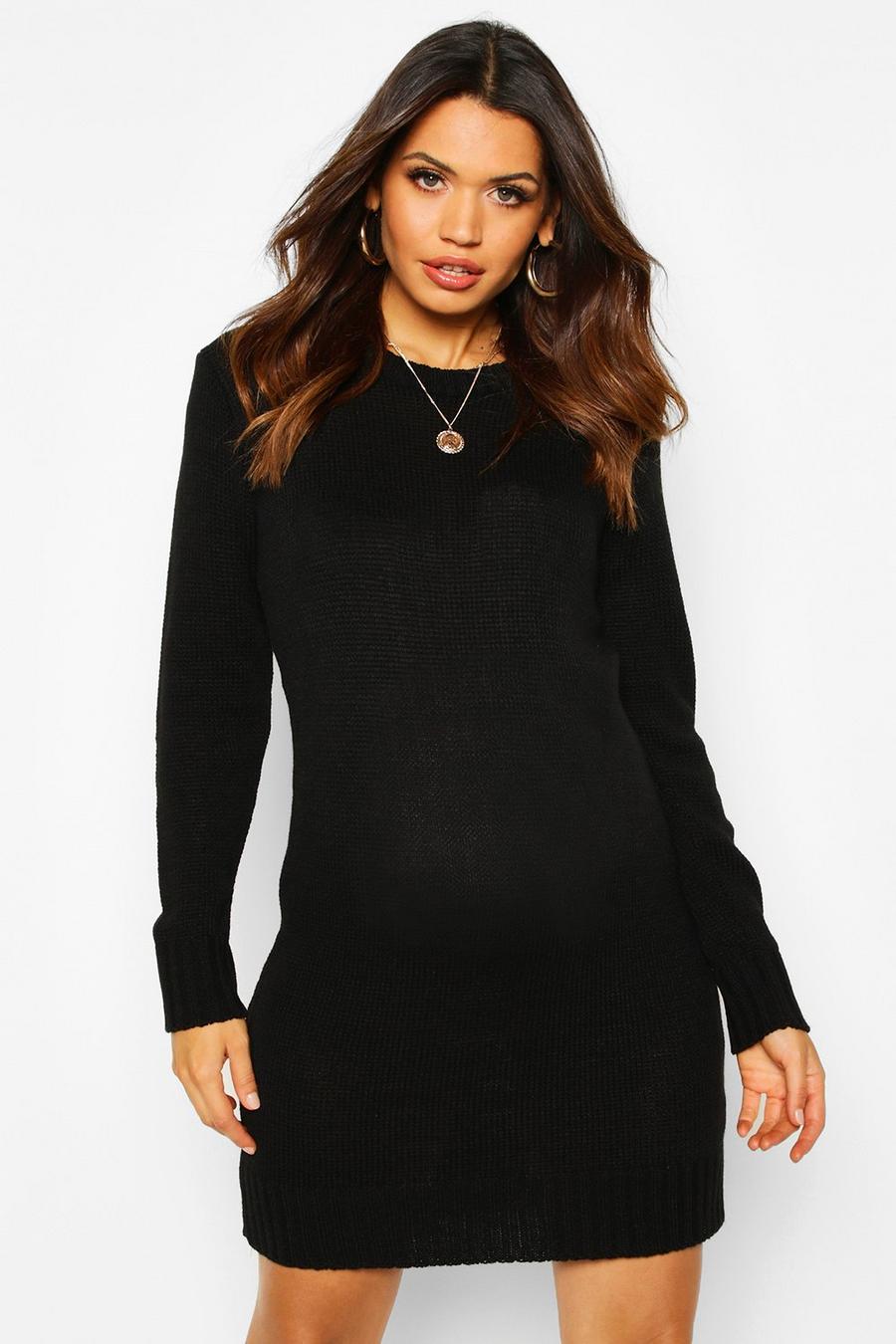 שחור שמלת סוודר צווארון עגול בגדי היריון image number 1