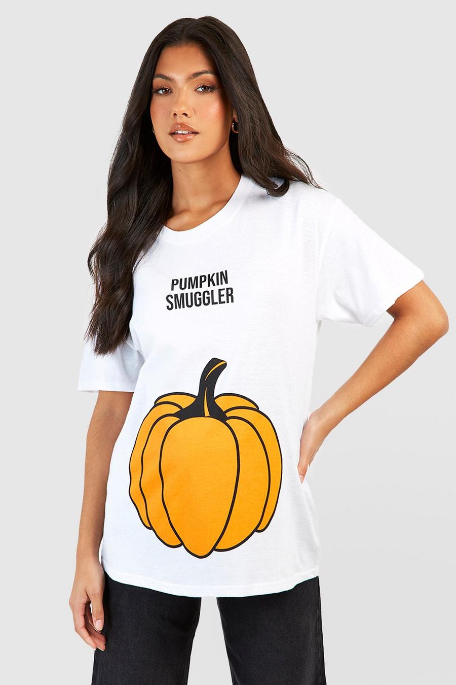 White Maternity 'Pumpkin Smuggler' Halloween T-Shirt image number 1