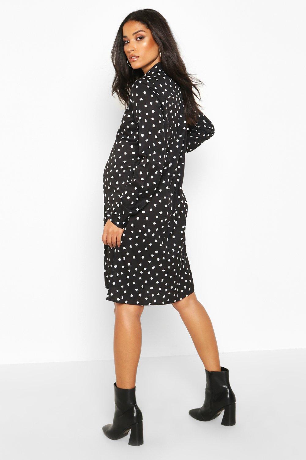 Boohoo polka clearance dot maternity dress