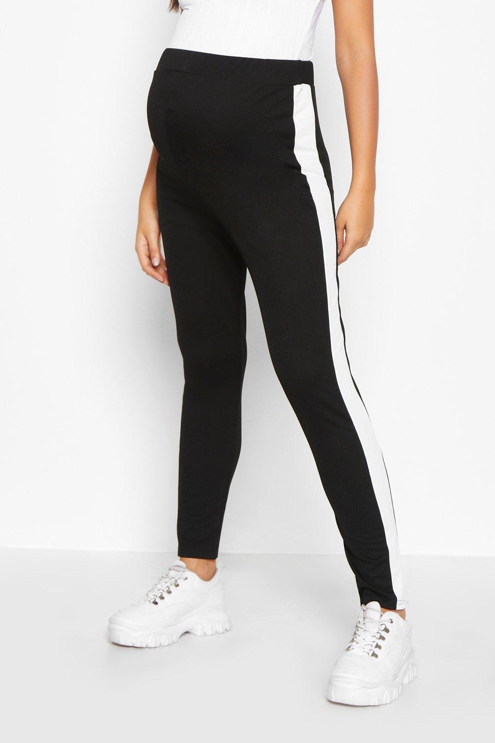 New Look Curve double side stripe leggings in black