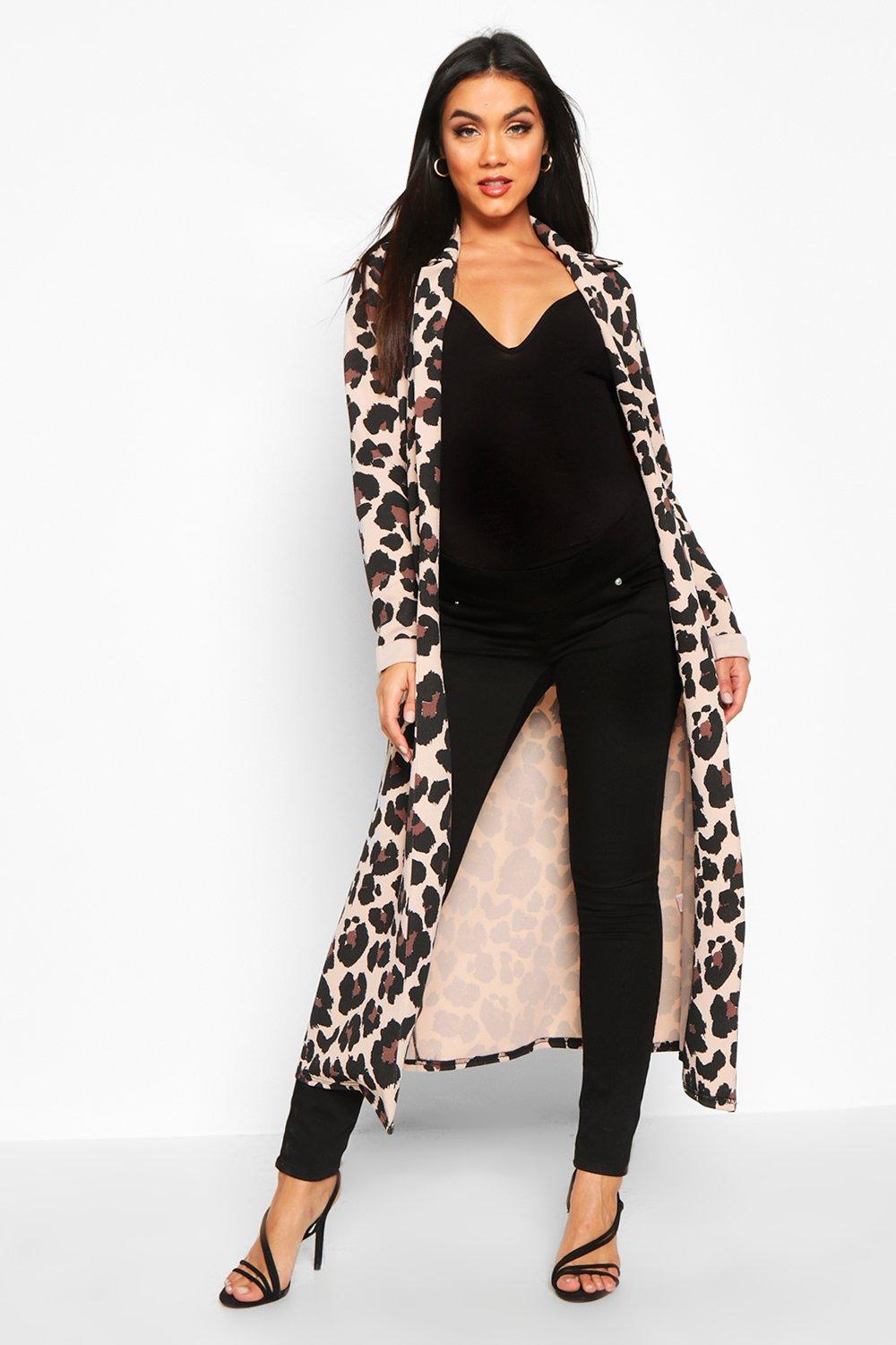 leopard print duster coat