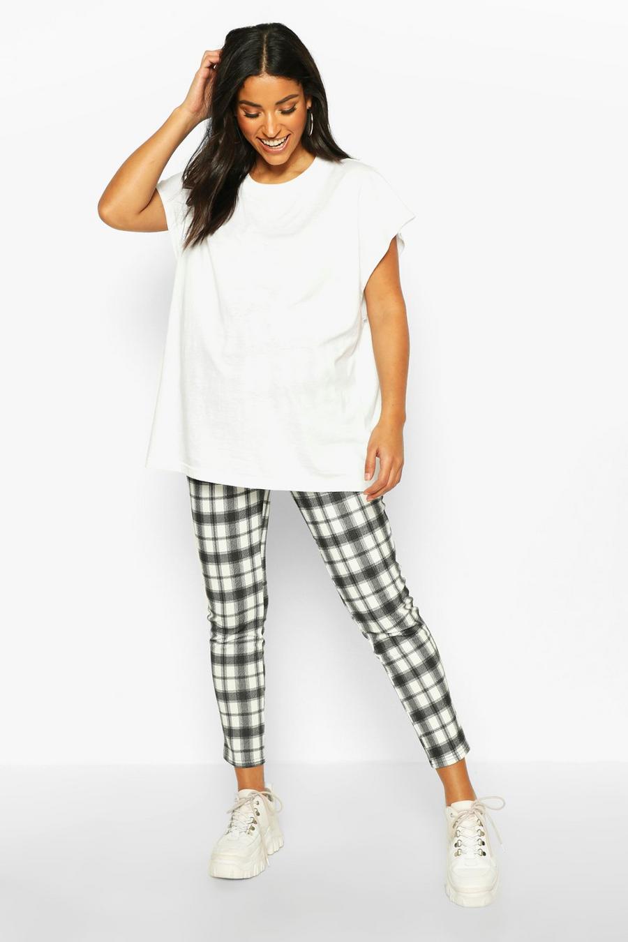 Black Maternity Check Tapered Pants image number 1