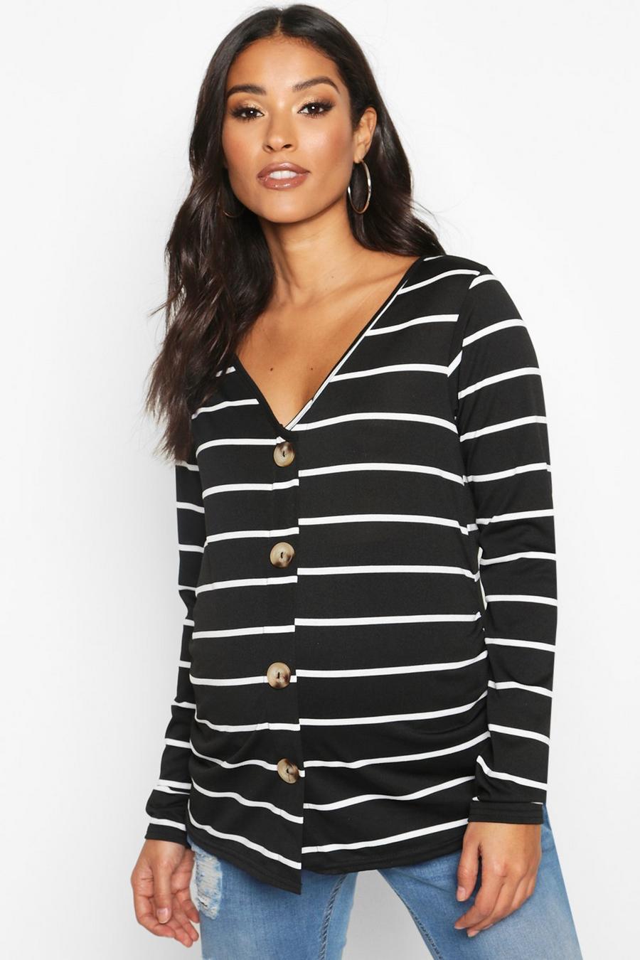 Maternity Button Front Stripe Top image number 1
