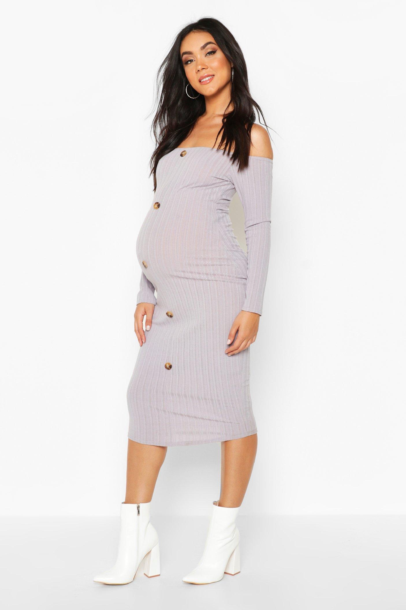 white bardot maternity dress