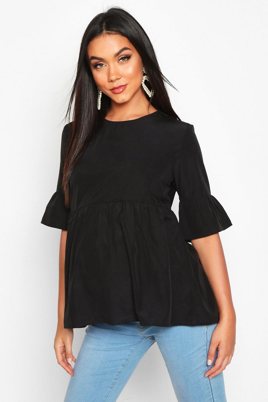 Black Maternity Woven Smock Top image number 1