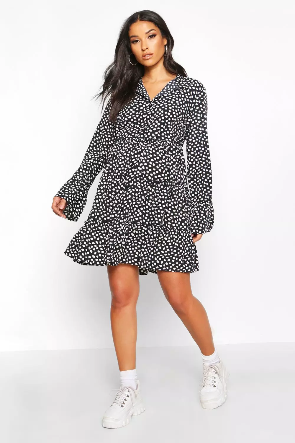 Boohoo polka dot maternity dress sale