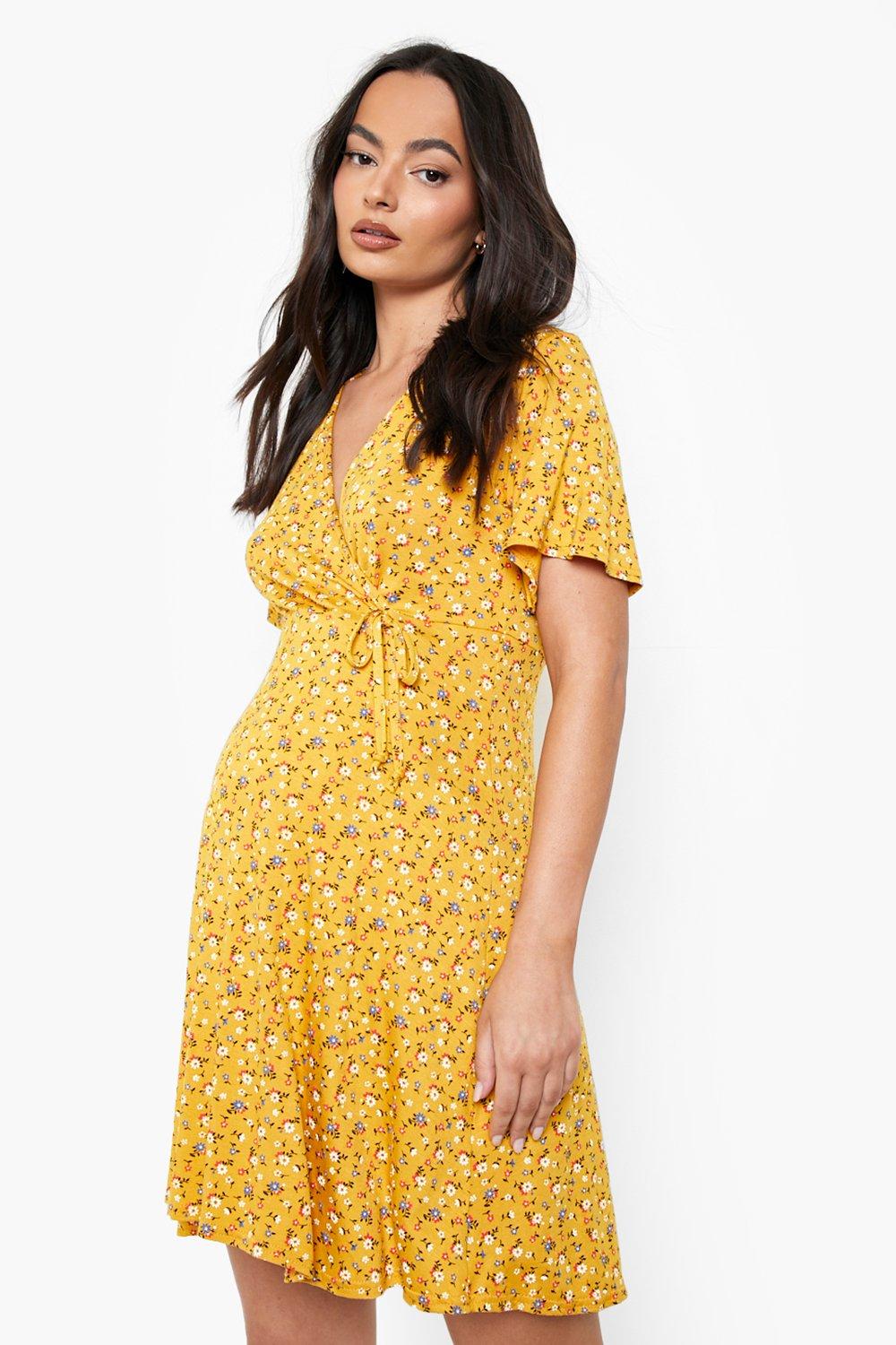 New look yellow hot sale wrap dress