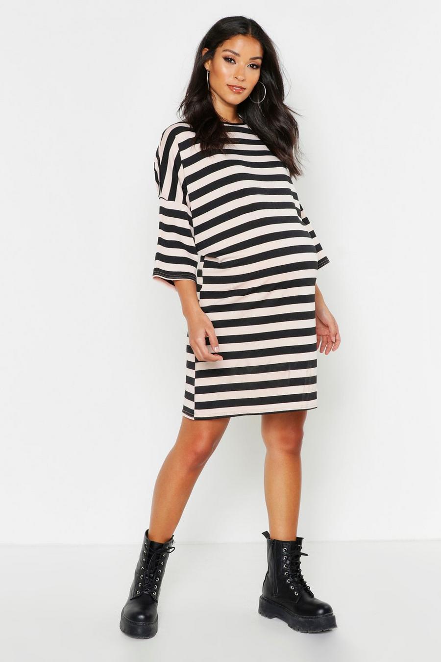 Maternity Stripe T-Shirt Dress image number 1