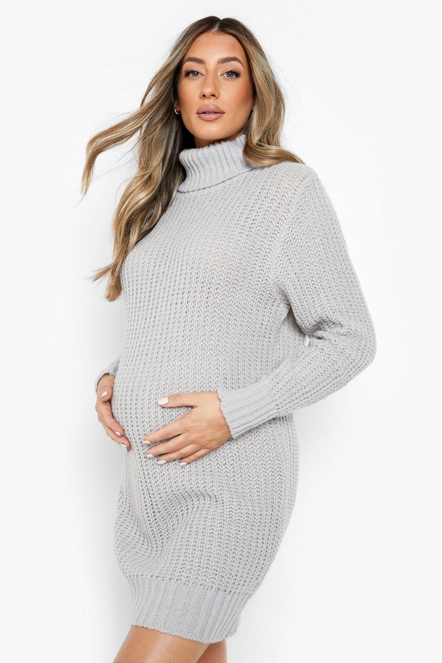 Grey Maternity Turtleneck Sweater Dress image number 1