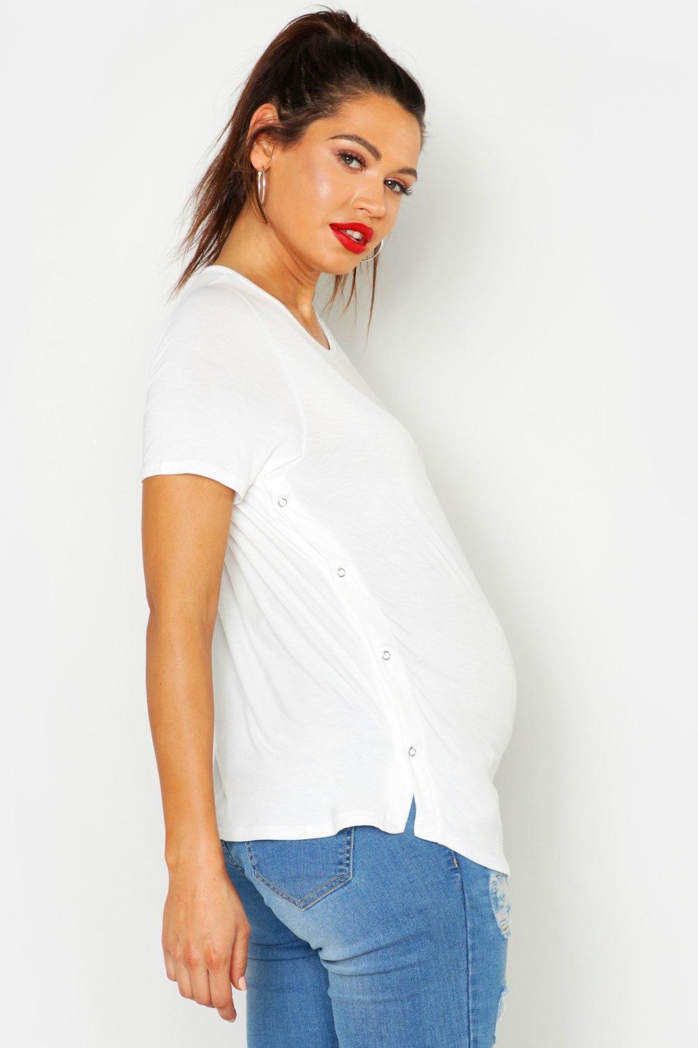 Boohoo Maternity Side Split T-shirt in White