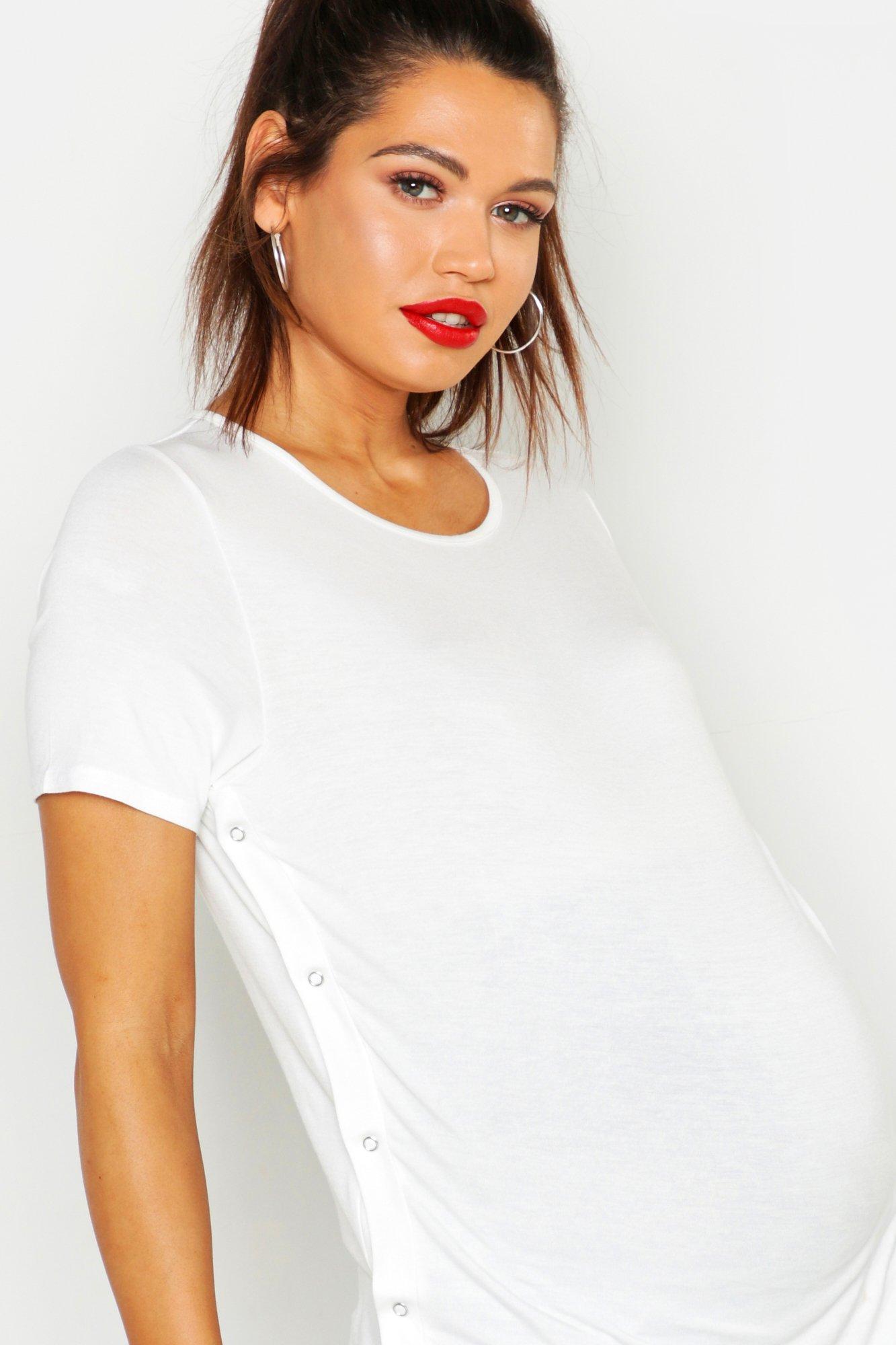Boohoo Maternity Side Split T-shirt in White