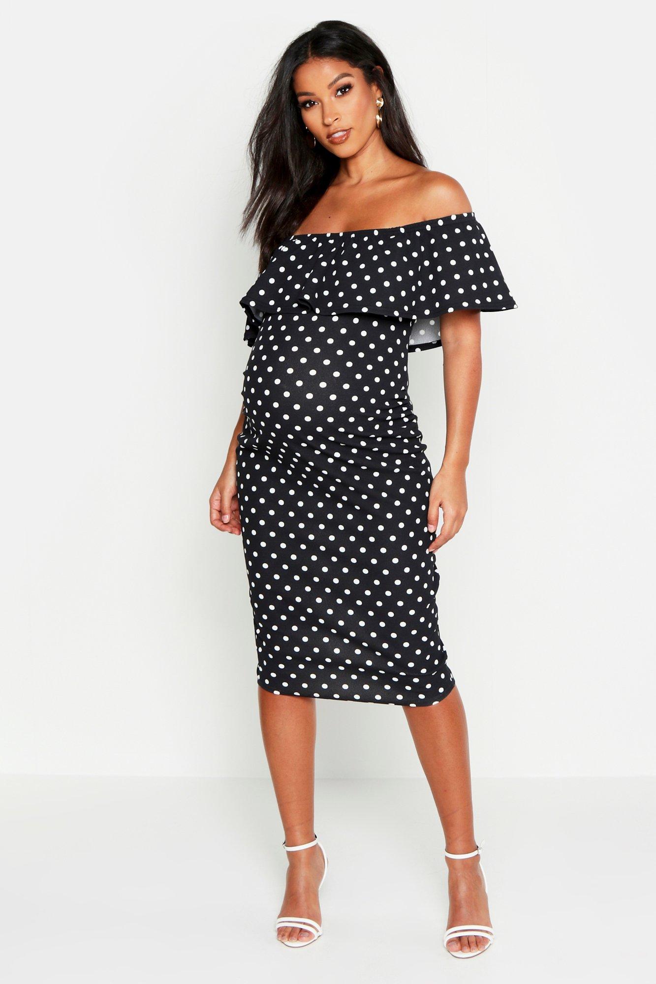 boohoo polka dot maternity dress