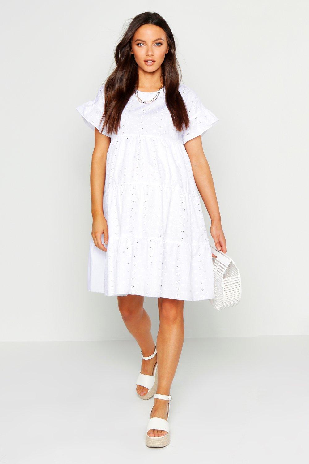 boohoo white maternity dress