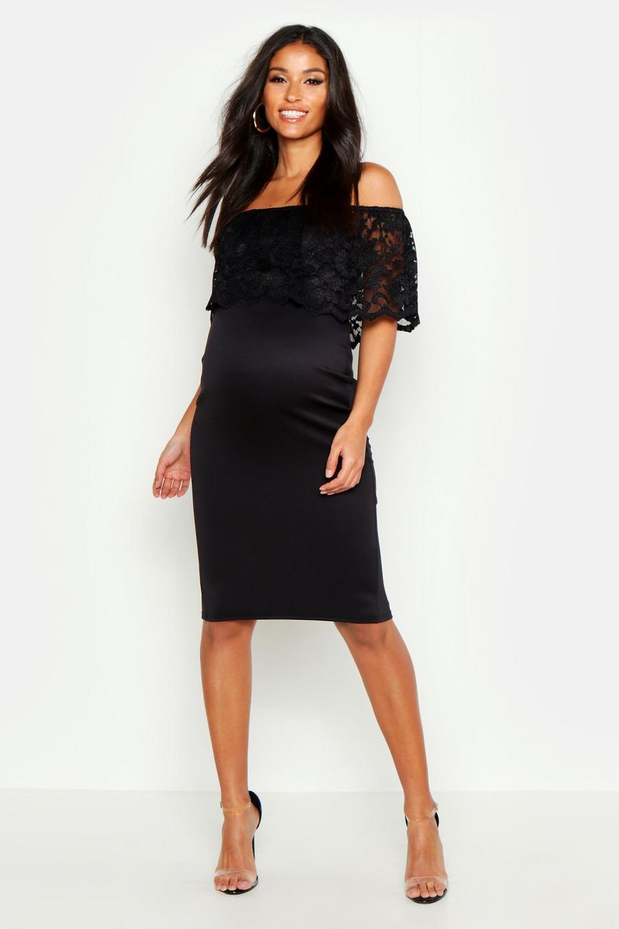 Maternity Off The Shoulder Lace Bodycon Dress image number 1