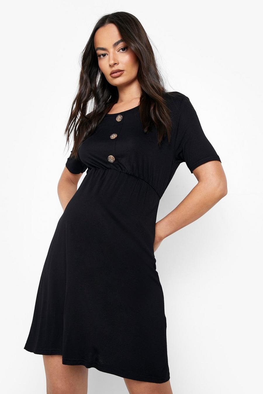 שחור שמלת סמוק עם כפתורים בגדי היריון image number 1