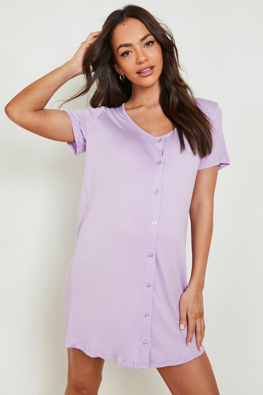 Maternité - Chemise de nuit boutonnée sur le devant, Lilac image number 1