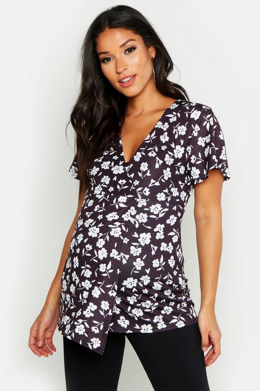 Maternity Ditzy Floral Wrap Top image number 1