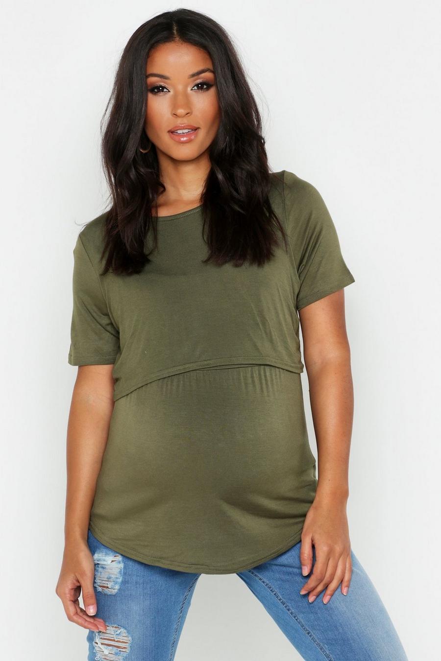 Maternity Double Layer Nursing Tee image number 1