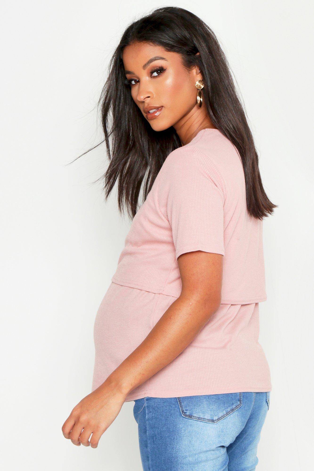 Maternity Double-Layer Graphic Nursing T-Shirt