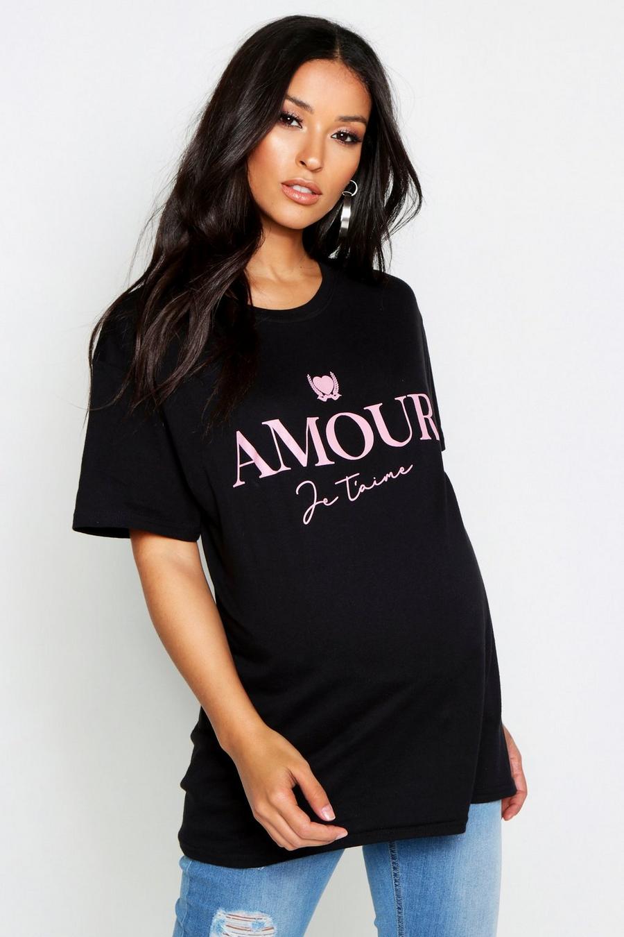 Umstandsmode T-Shirt mit Slogan „Amour“ image number 1