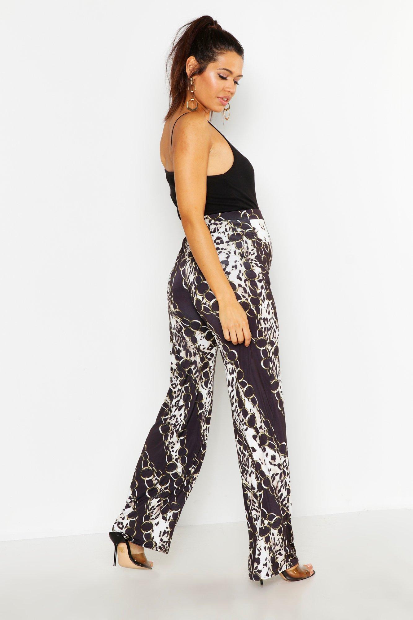 Chain print on sale wide leg trousers