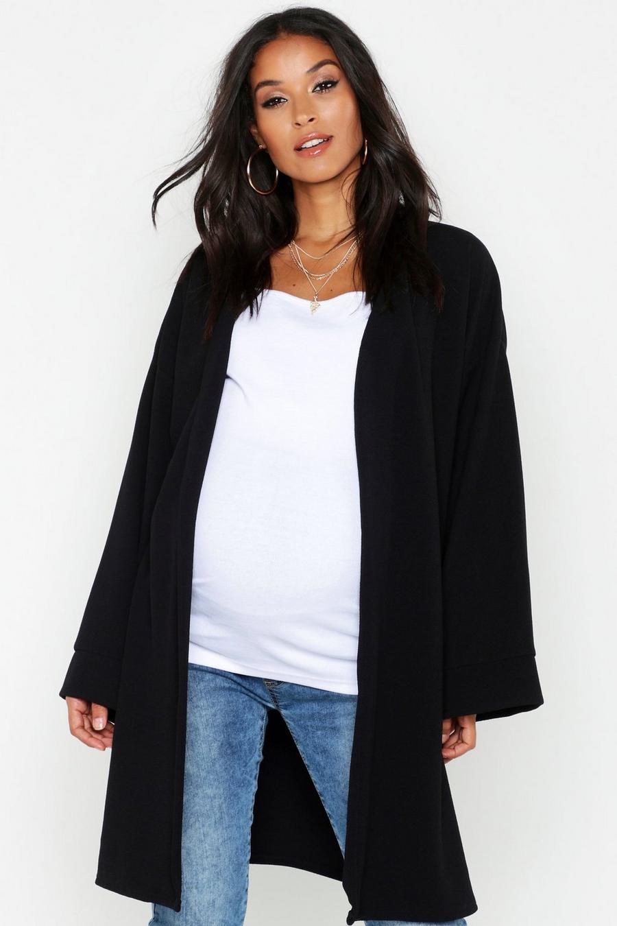 Black Maternity Kimono Duster Jacket