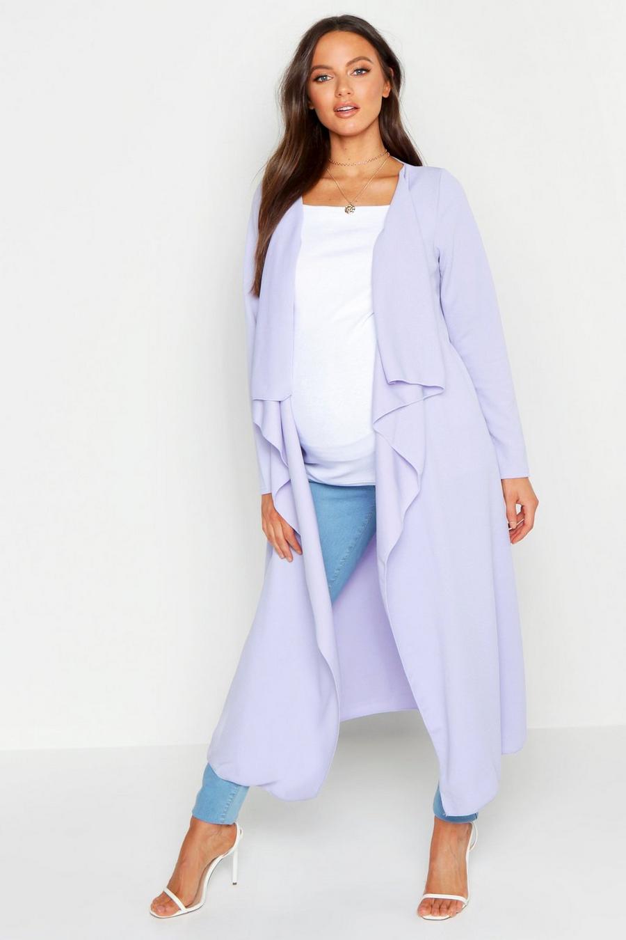 Lilac purple Maternity Waterfall Duster Jacket image number 1