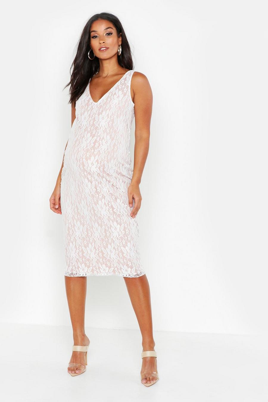 Maternity Plunge Lace Midi Bodycon Dress image number 1