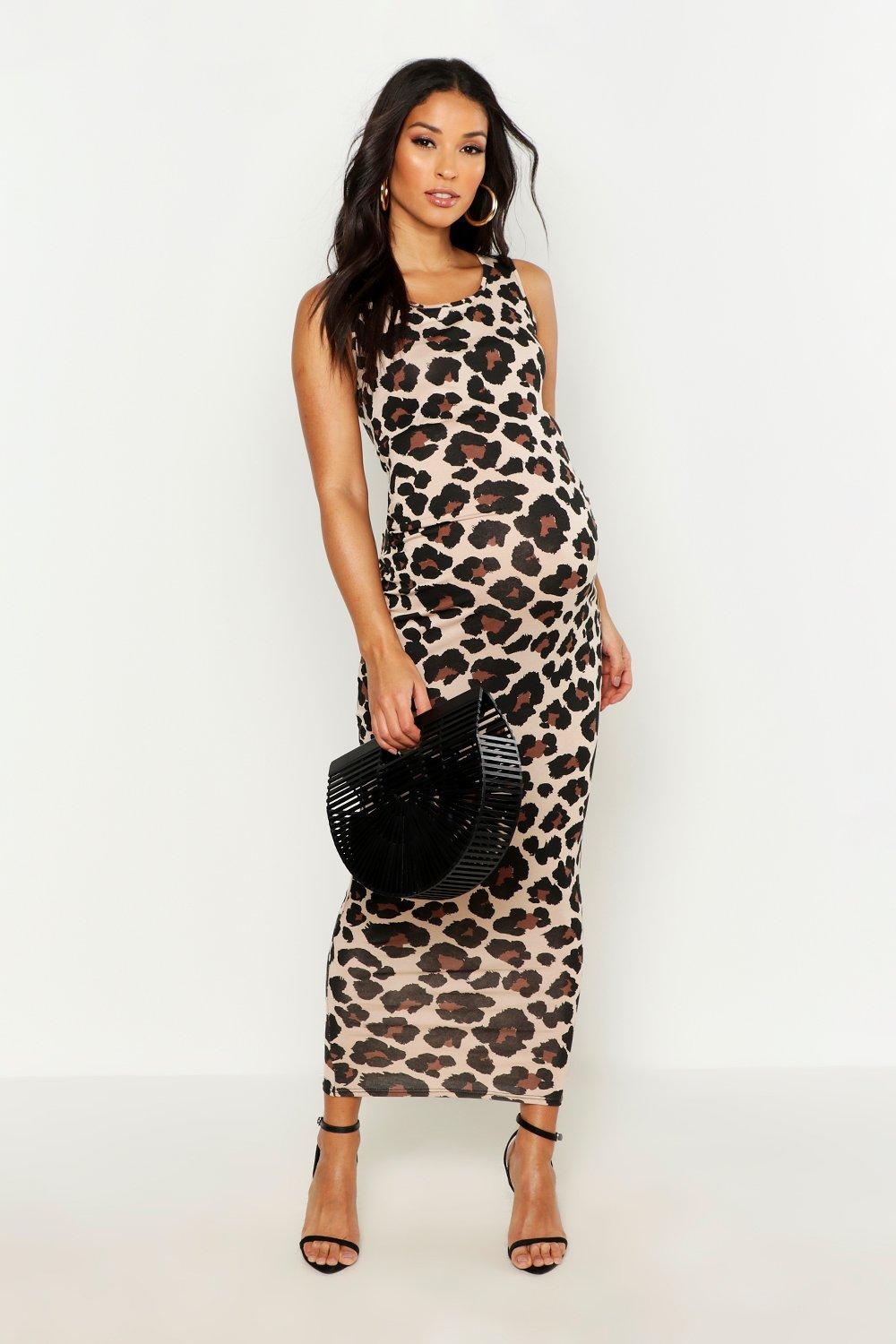 leopard print maternity maxi dress