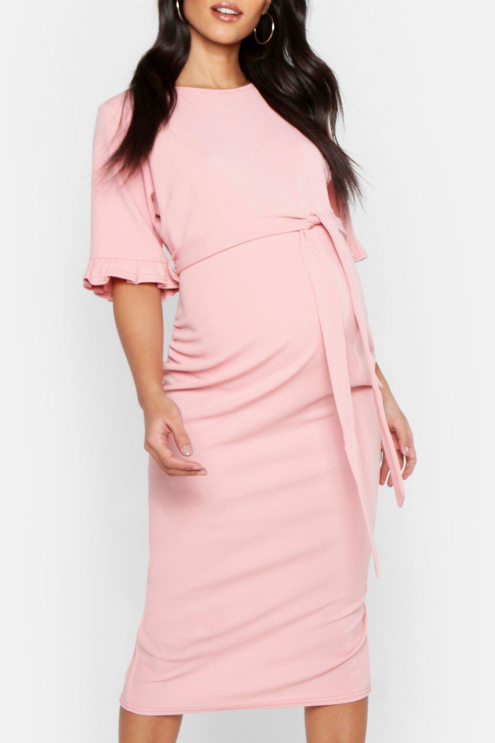 boohoo maternity pink dress