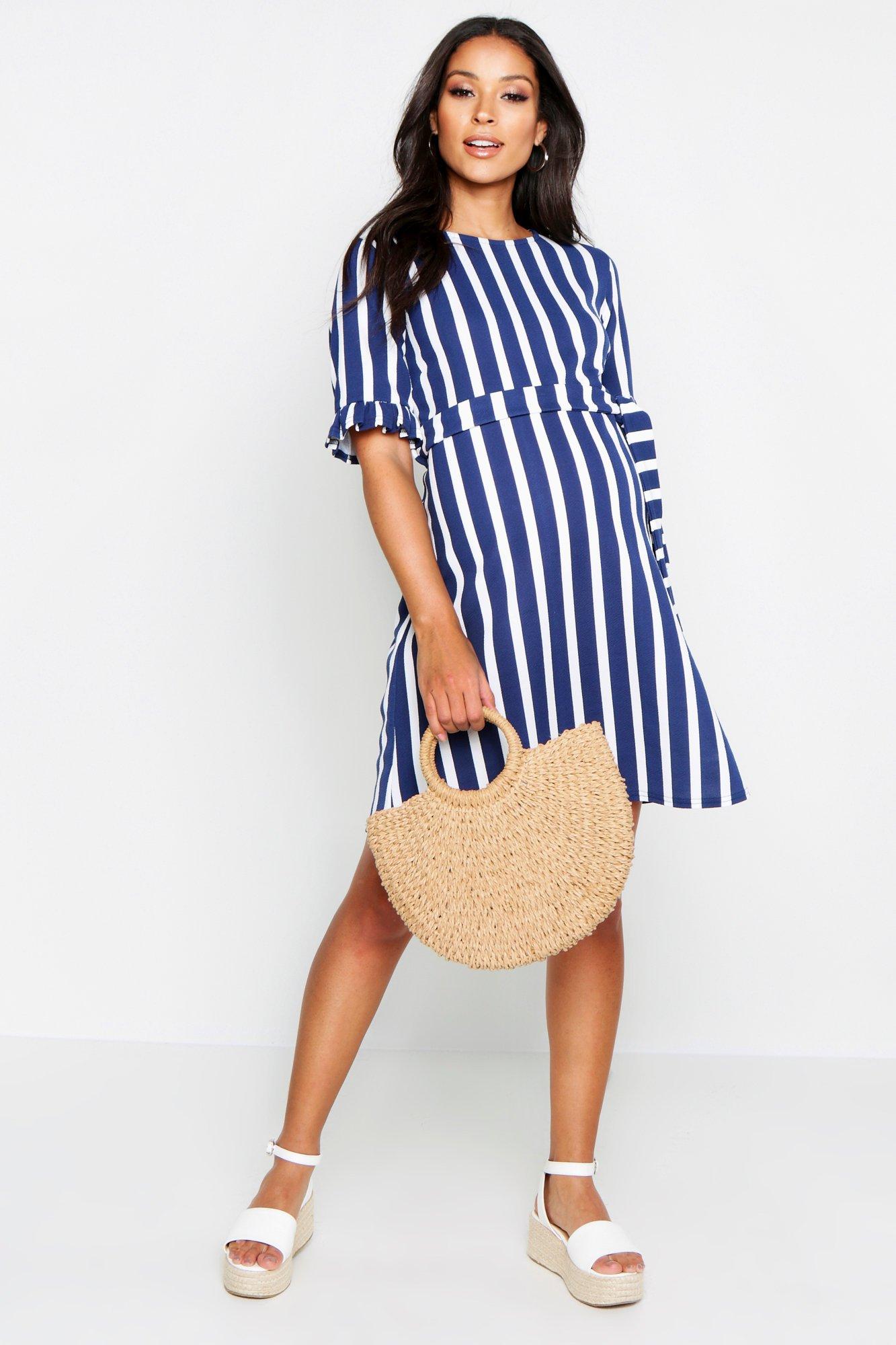 boohoo blue maternity dress