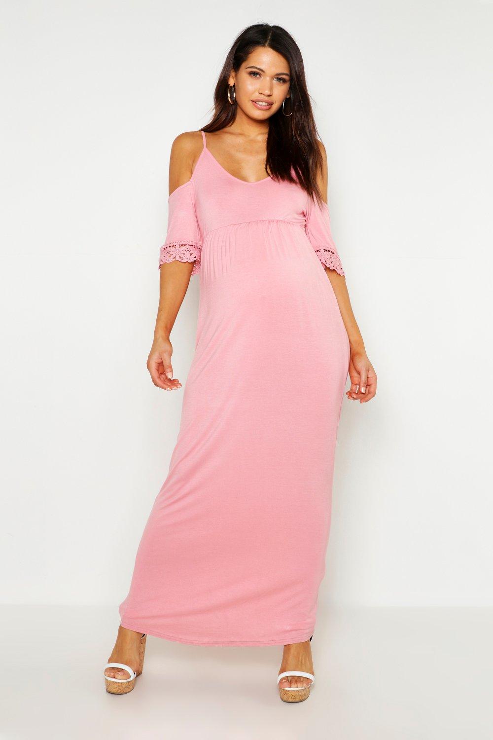 cold shoulder maternity maxi dress