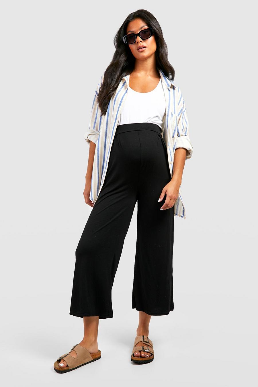 Black Maternity Over The Bump Culottes image number 1