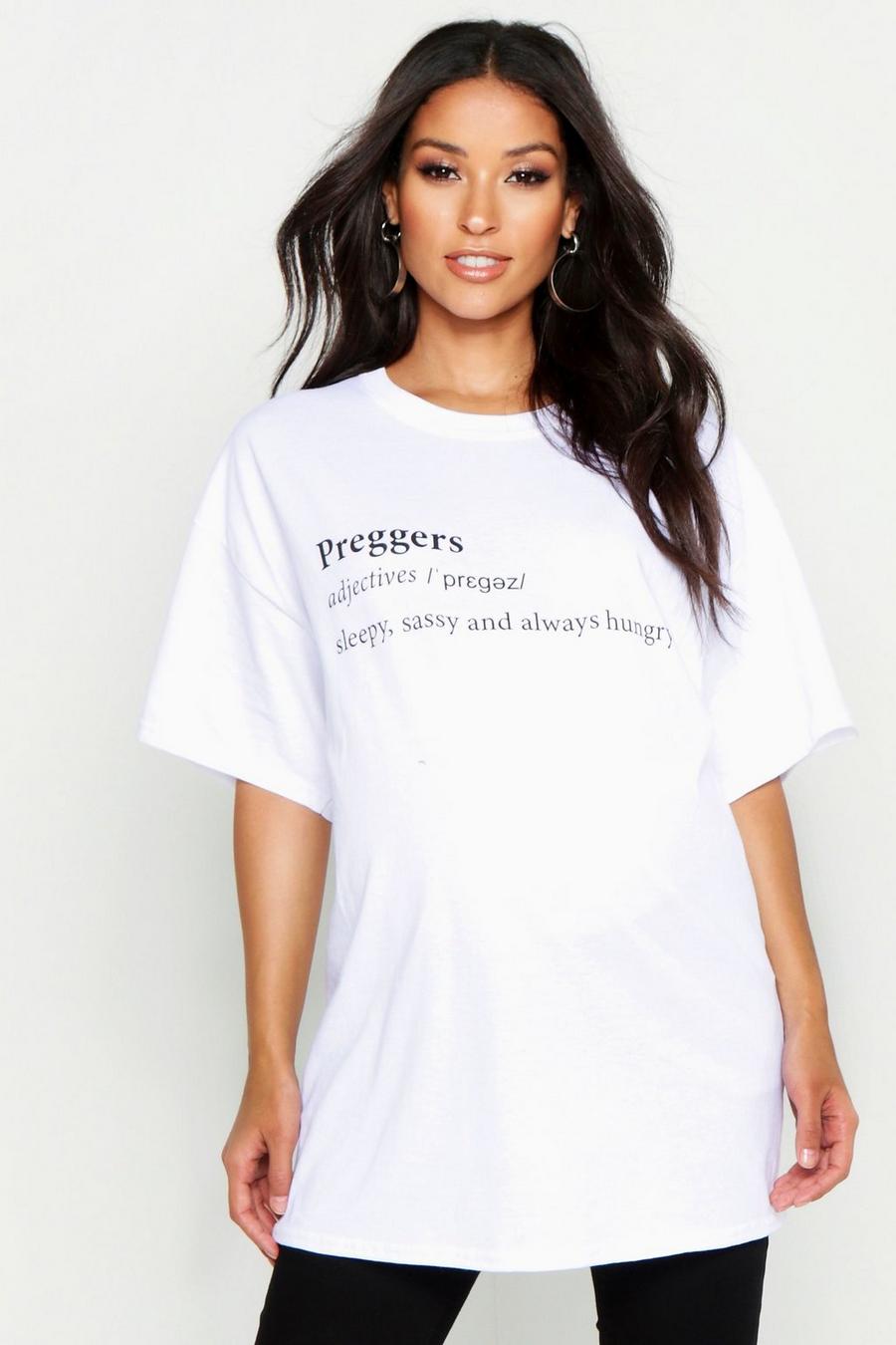 T-shirt premaman con descrizione “Preggers”, Bianco image number 1
