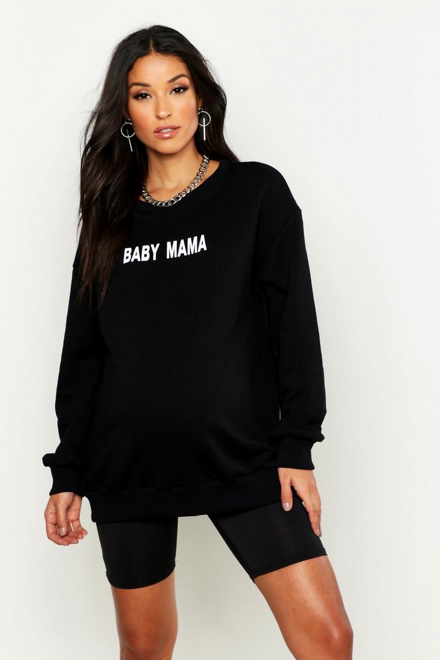 Black schwarz Maternity 'Baby Mama' Slogan Sweat image number 1