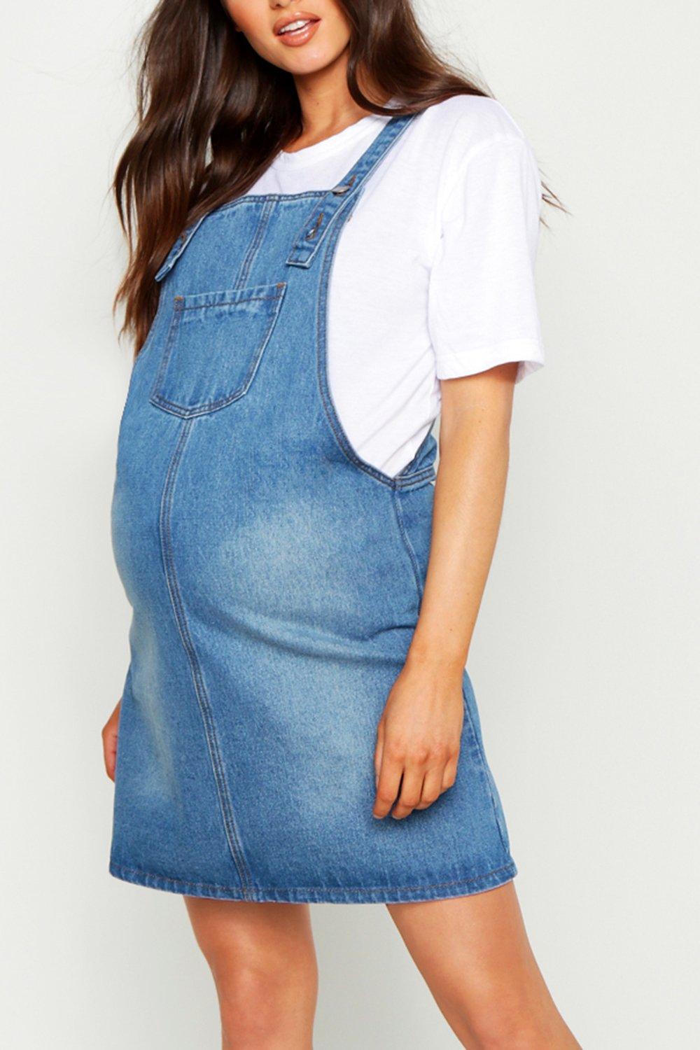 maternity denim pinafore dress