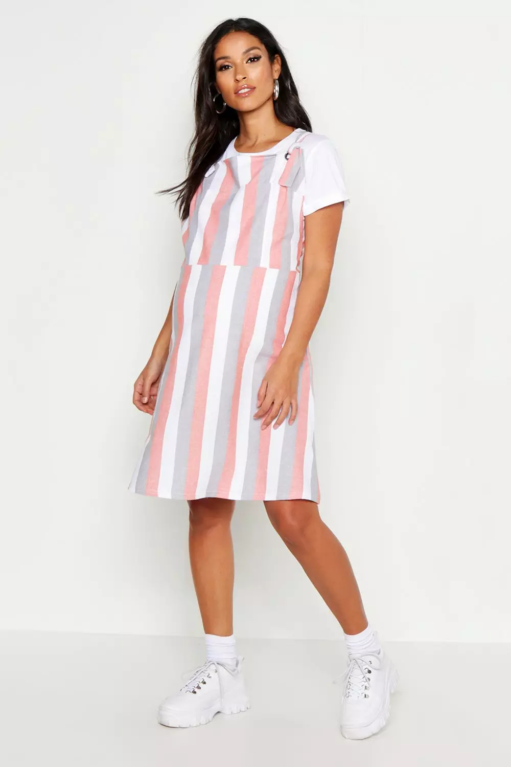 Striped shop pinafore dress