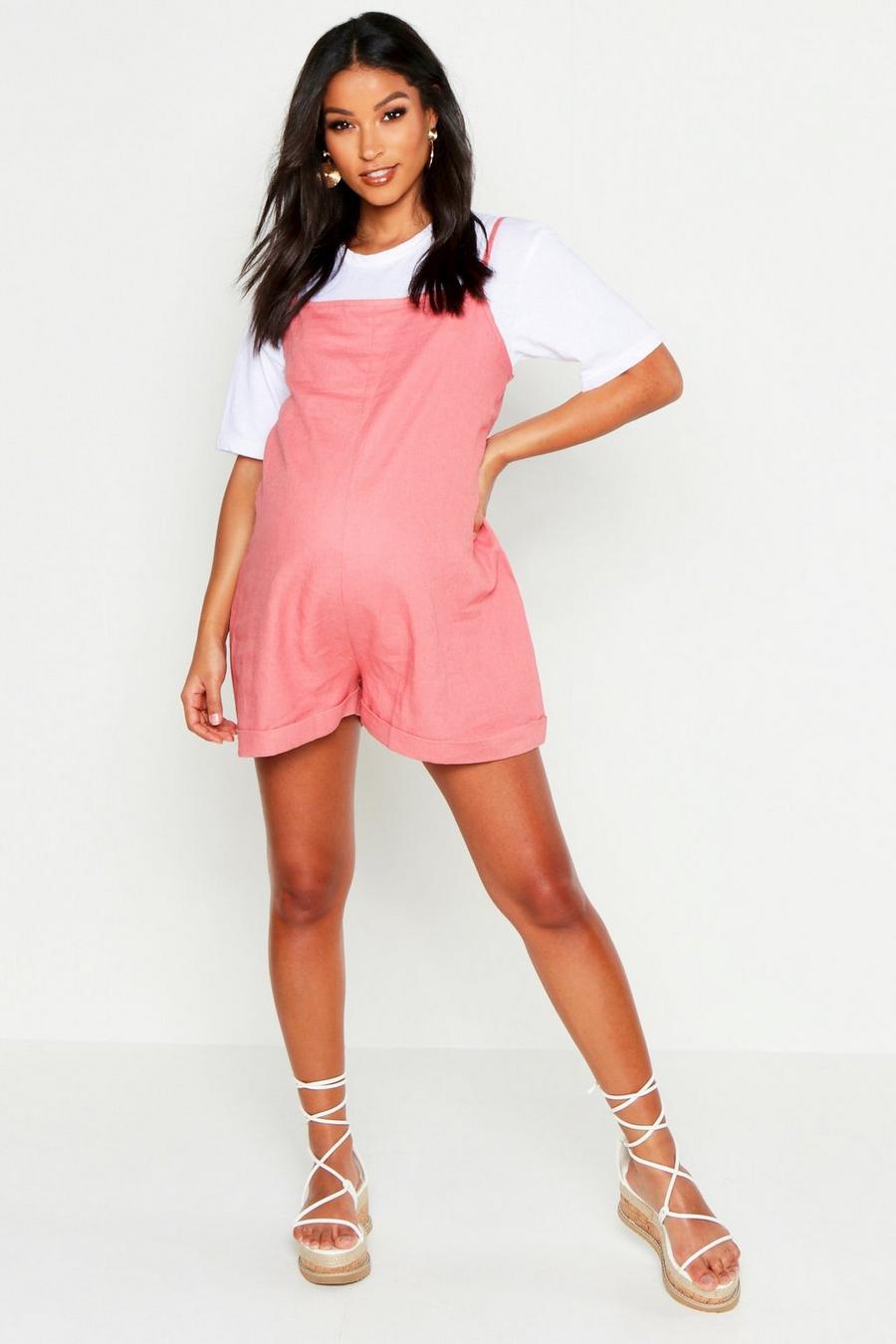 Terracotta Maternity Linen Look Strappy Romper image number 1