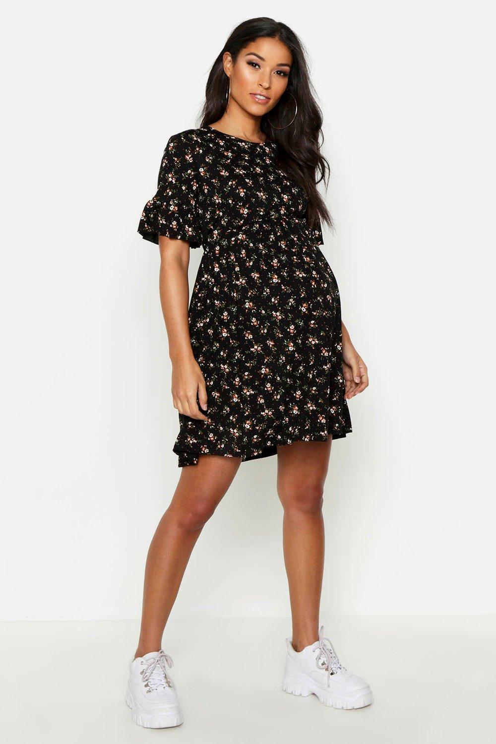 boohoo black smock dress