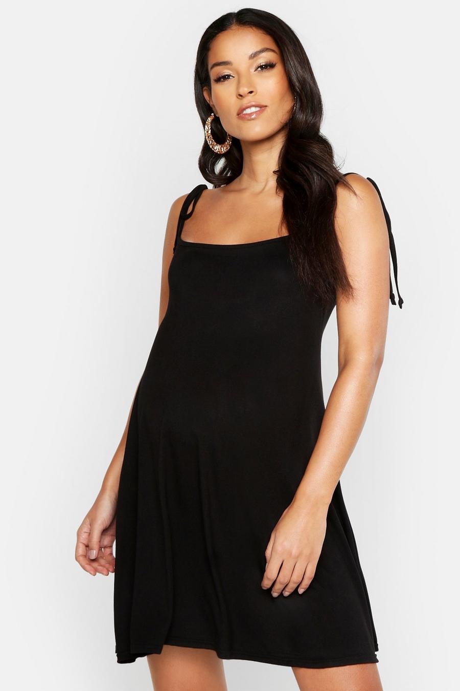 שחור שמלת שמש עם כתפיות בגדי היריון image number 1