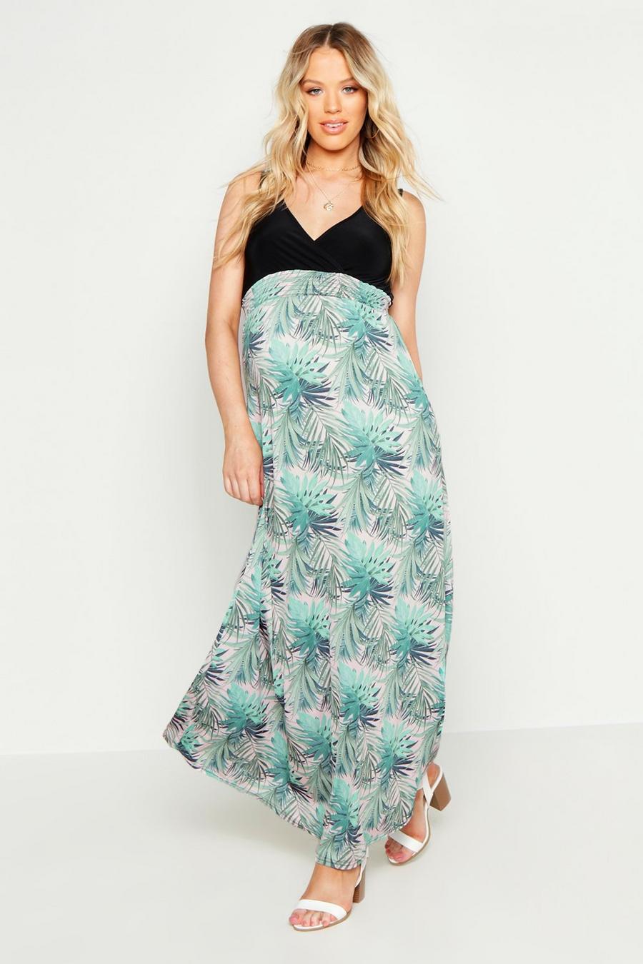Maternity Tropical Print Maxi Dress image number 1