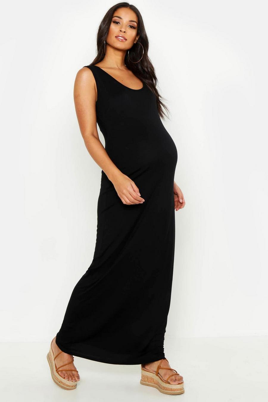 Black Maternity Scoop Neck Maxi Dress image number 1