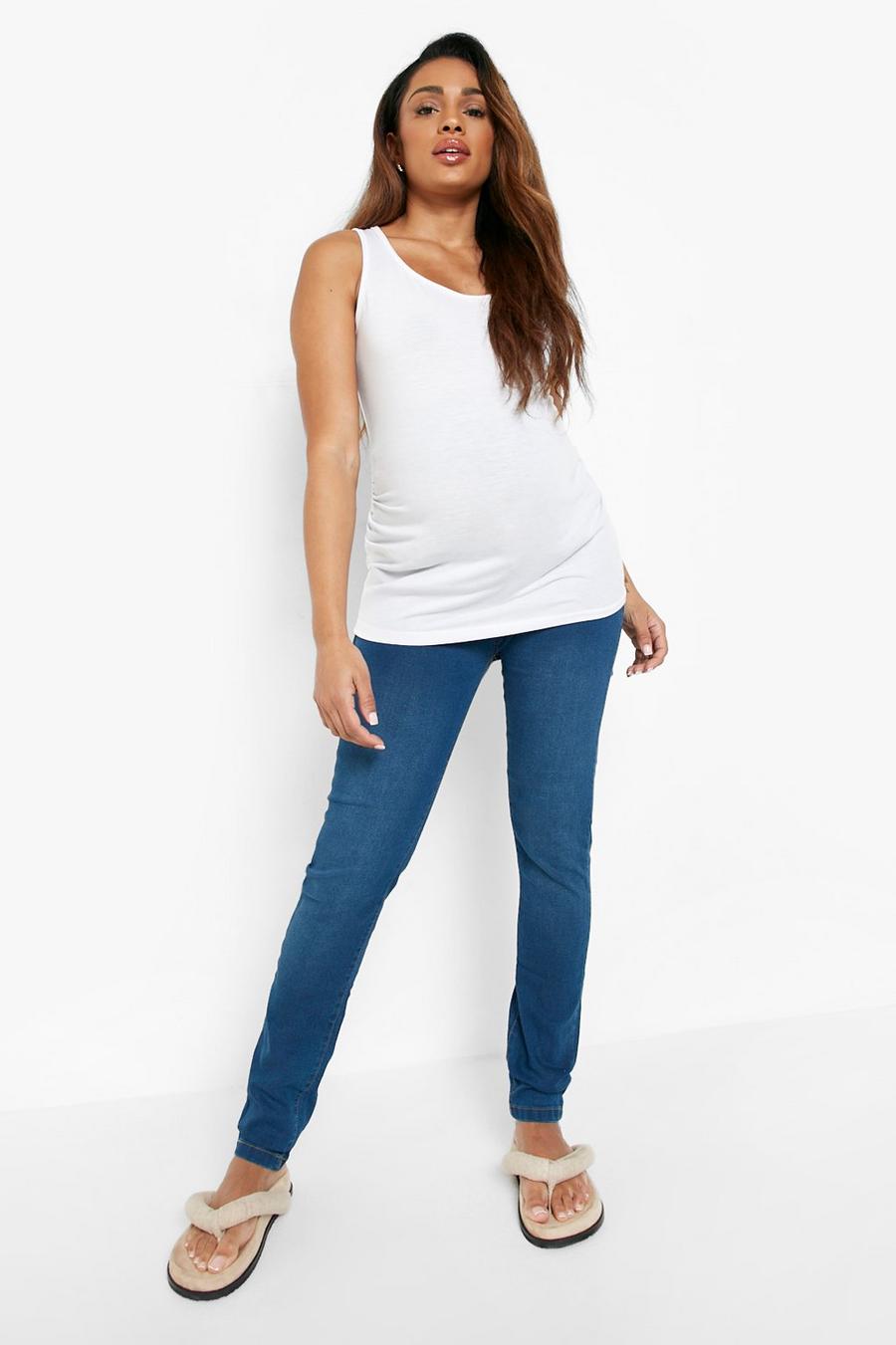 Mid blue Maternity Washed Jeggings