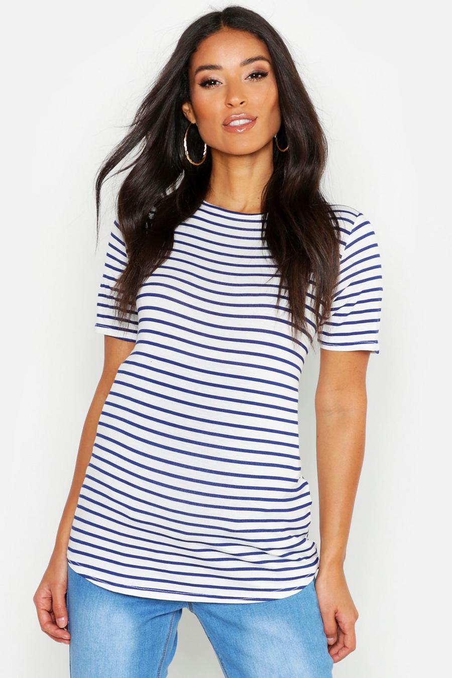 White Maternity Stripe T Shirt image number 1