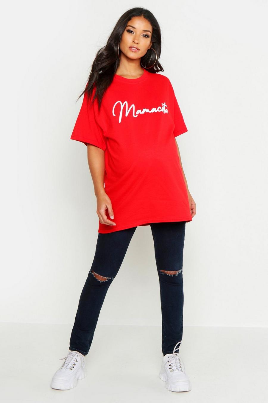 Umstandsmode T-Shirt mit „Mamacita“-Slogan, Rot image number 1