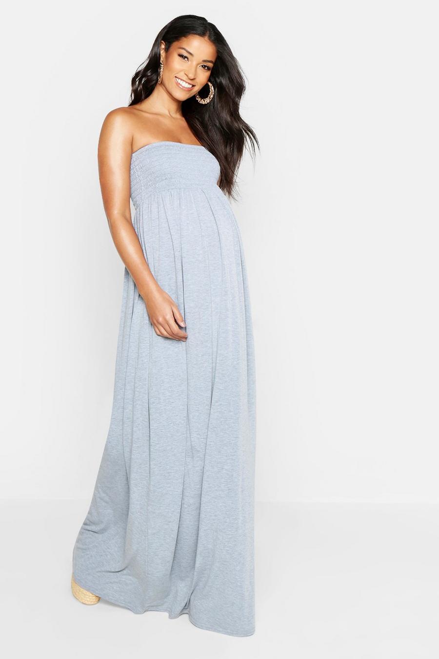 Light grey Maternity Shirred Maxi Dress image number 1