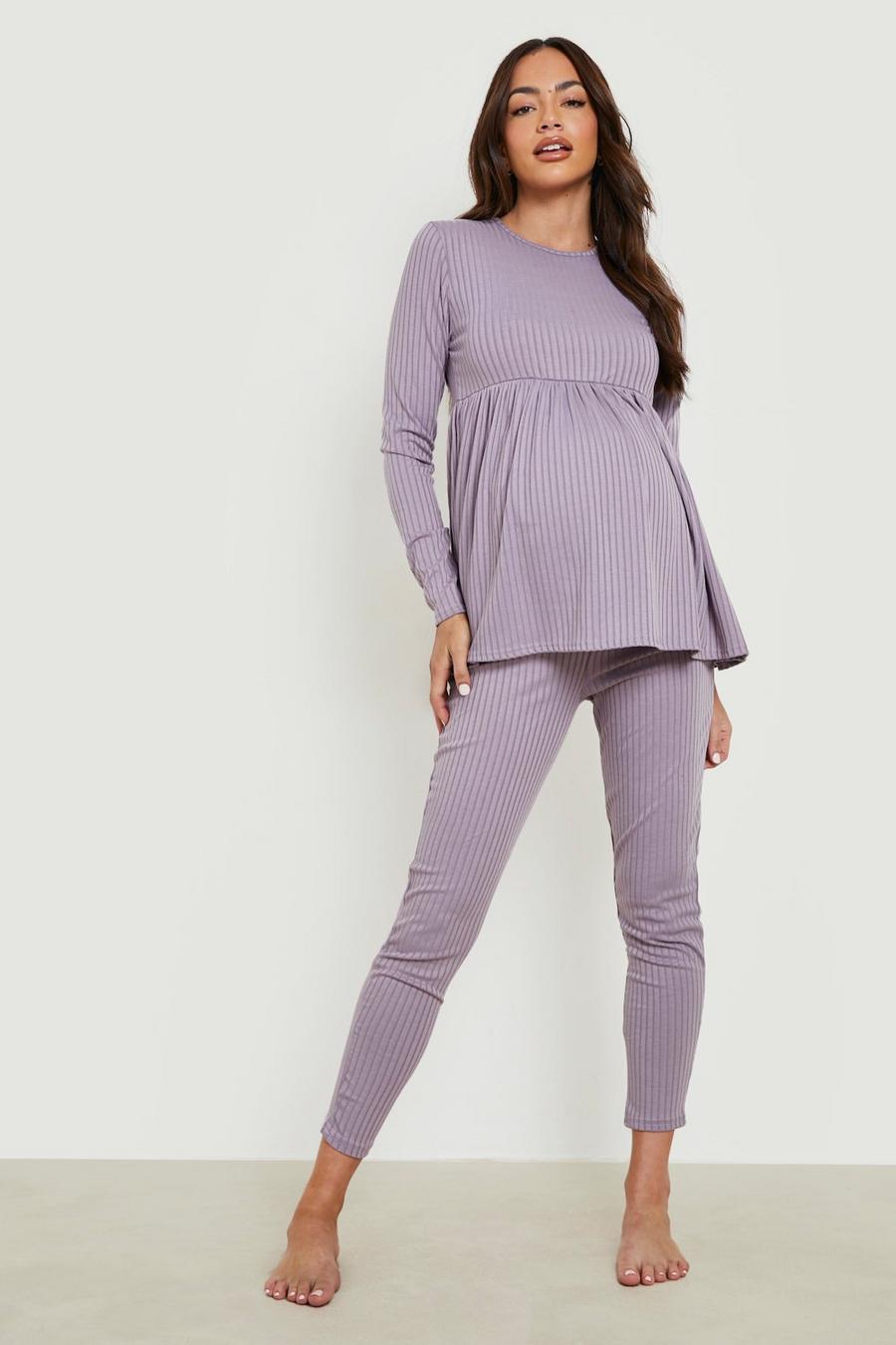 Slate grey Maternity Smock Loungewear Set image number 1