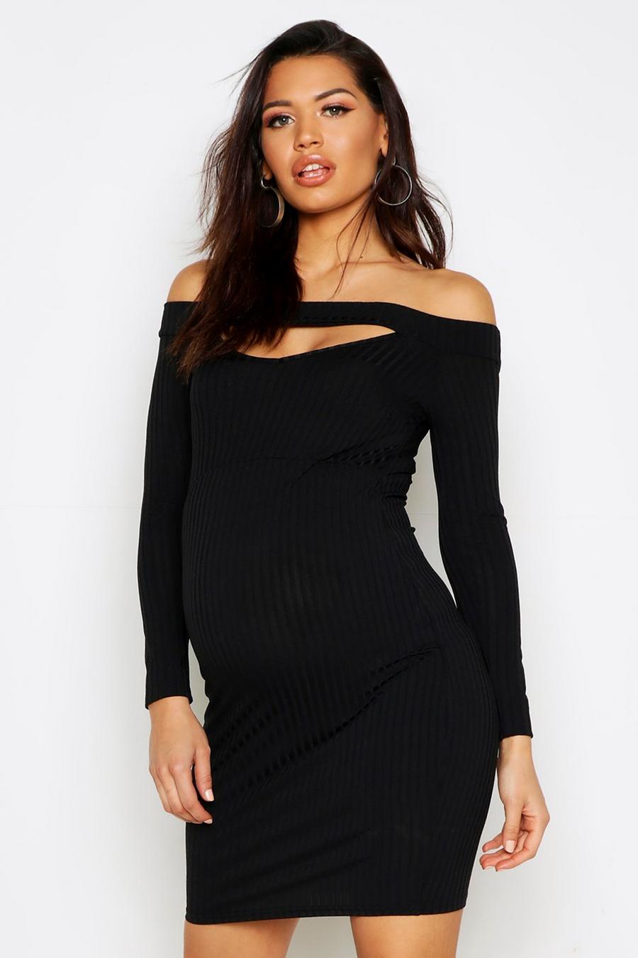 Maternity Bardot Cut Out Bodycon Dress image number 1
