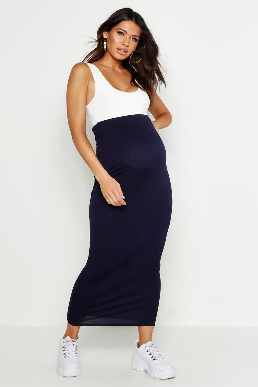 Navy Maternity Over The Bump Maxi Skirt image number 1