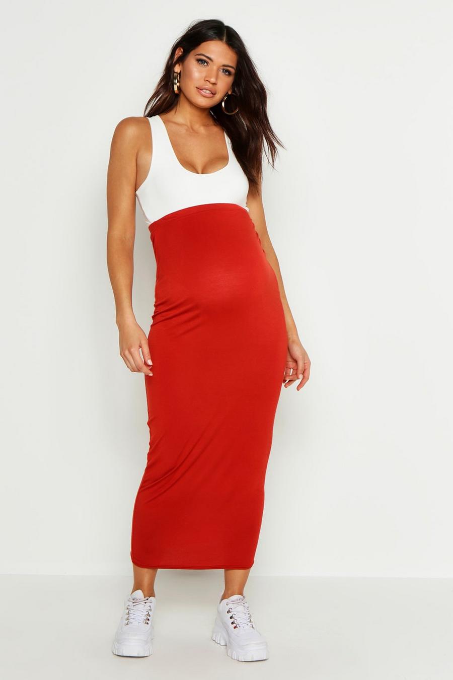Rust Maternity Over The Bump Maxi Skirt image number 1